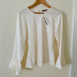 Elegant Cream Blouse with Ruffle Sleeves